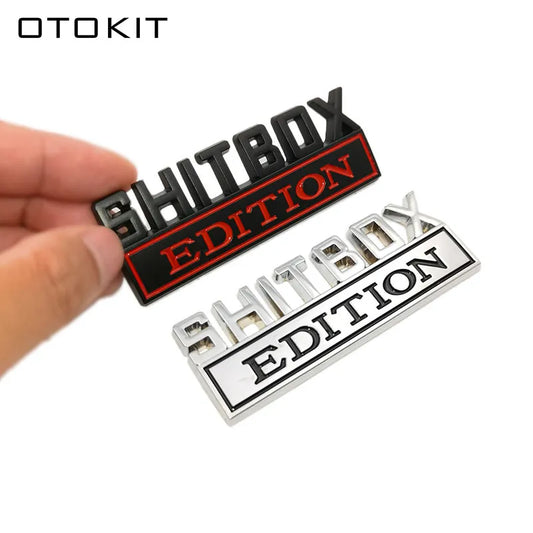 OTOKIT 1Pcs 3D Chrome Black Red Metal Emblem SHITBOX EDITION Badge Car Tail Side Sticker Accessories for Jeep Dodge Chrysler