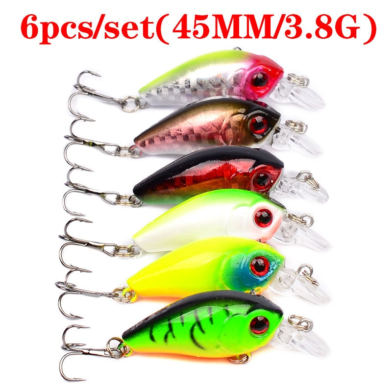 Mixed Colors Fishing Lure Kit Minnow Baits Set Wobbler Crankbaits Treble Hooks Fishing Tackle Artificial Plastic Hard Bait Kit