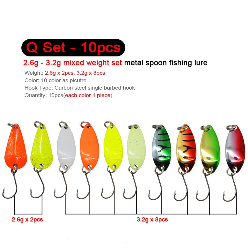 7/9/10Pcs Trout Bait 2.5g/2.6g/3g/3.2g/3.5g/5g Metal Spoon Fishing Lure Wobbler Casting Jigging Tackle Accessories Pesca Chub