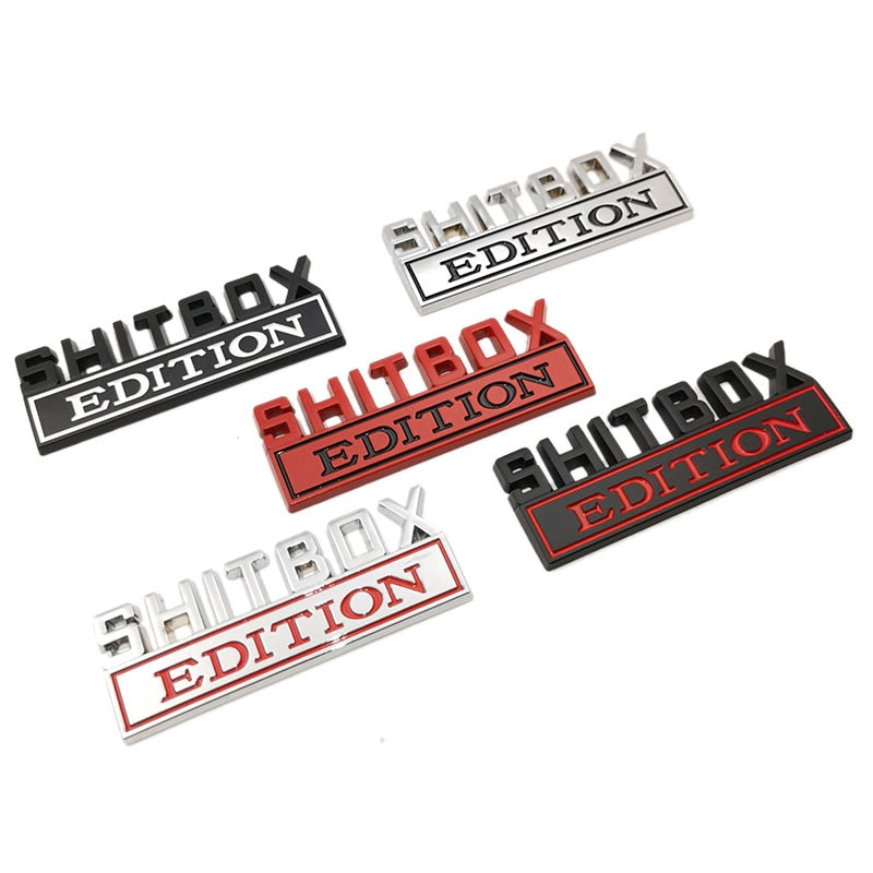 OTOKIT 1Pcs 3D Chrome Black Red Metal Emblem SHITBOX EDITION Badge Car Tail Side Sticker Accessories for Jeep Dodge Chrysler