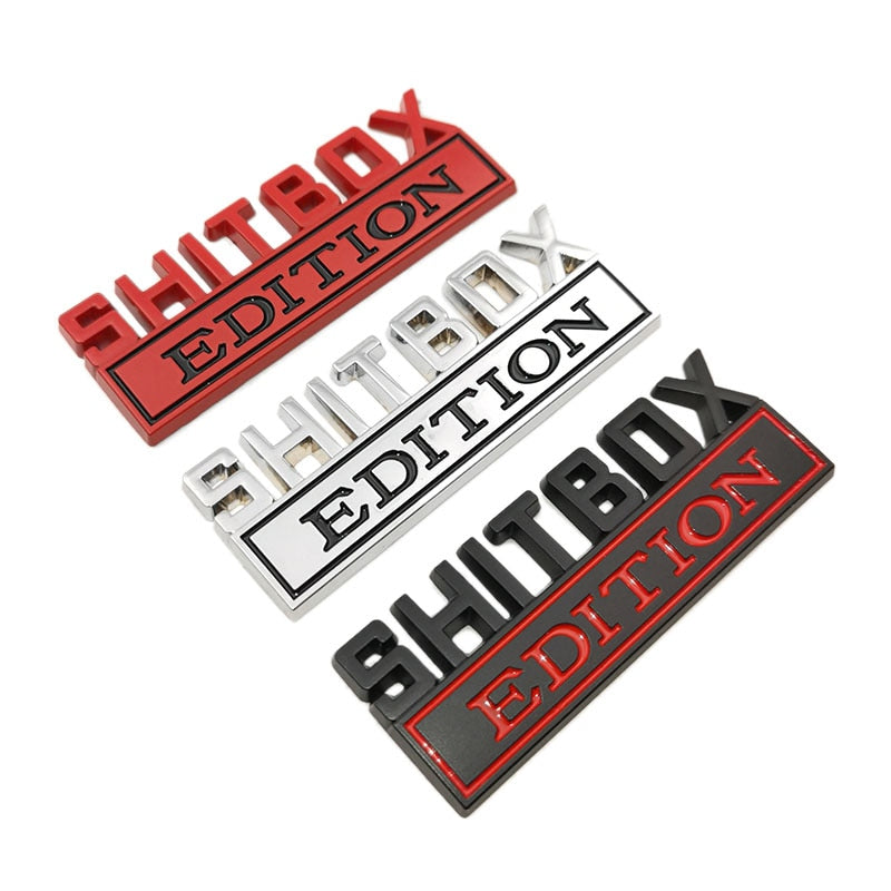 OTOKIT 1Pcs 3D Chrome Black Red Metal Emblem SHITBOX EDITION Badge Car Tail Side Sticker Accessories for Jeep Dodge Chrysler