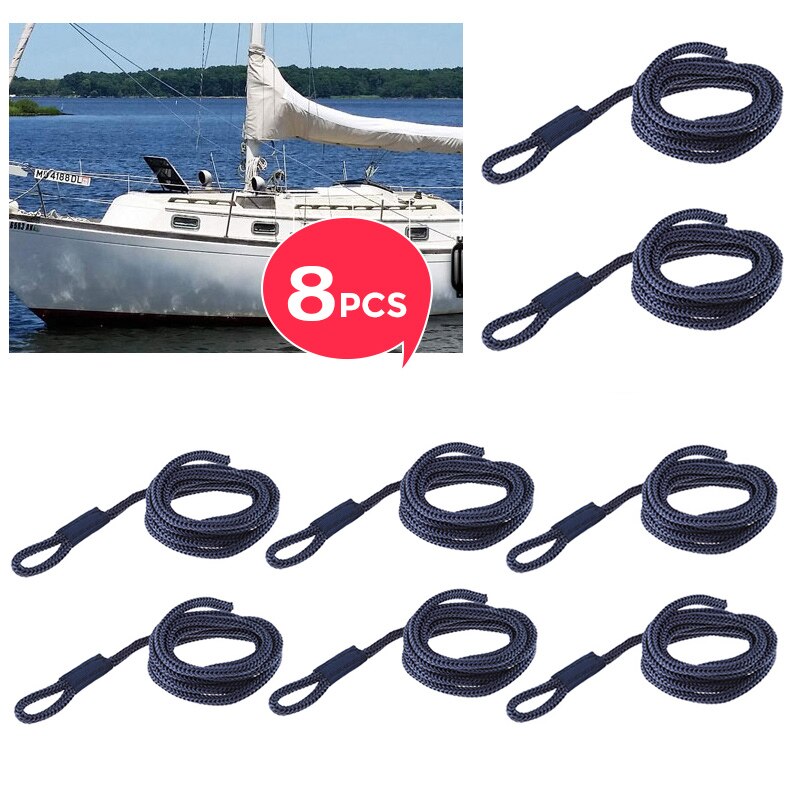 8Pcs Boat Fender Line 0.24' Thickness 5 FT Double Braided Fender Lines Marine Mooring Line For Yacht Marine Boat Accessories