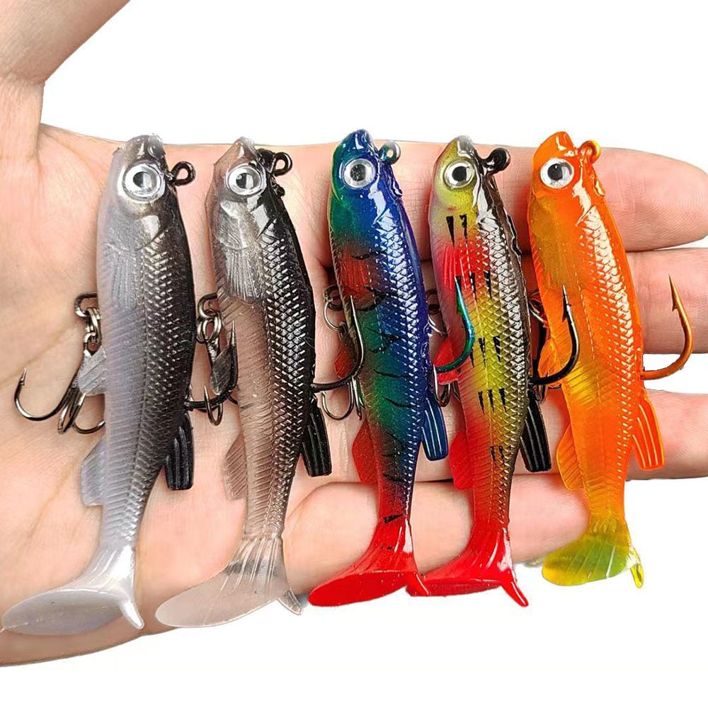 Soft Bait Fishing Lures 80mm/14g 90mm/9.5g Artificial Sinking Swimbait Paddle Tail Jig Head Fishing Tackle Goods for Sea Bass