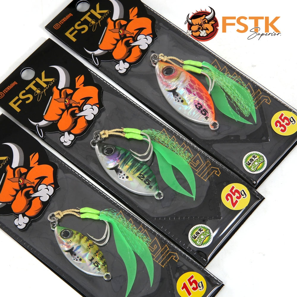 Metal Jig Fishing Lure Slow pitch Jig Leaf 15G 25G 35G Shore Cast Jigging Spoon Bass Fishing Bait Trout Saltwater Jigging Lures