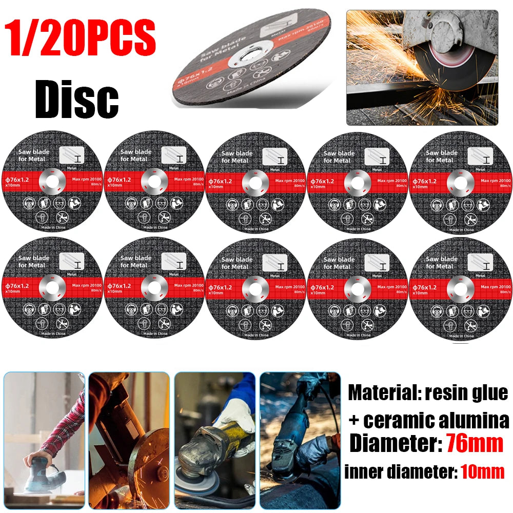 1-20PCS 76mm Metal Cutting Discs Sanding Grinding Cut Off Circle Wheels Blades Discs Electric Angle Grinder Accessories