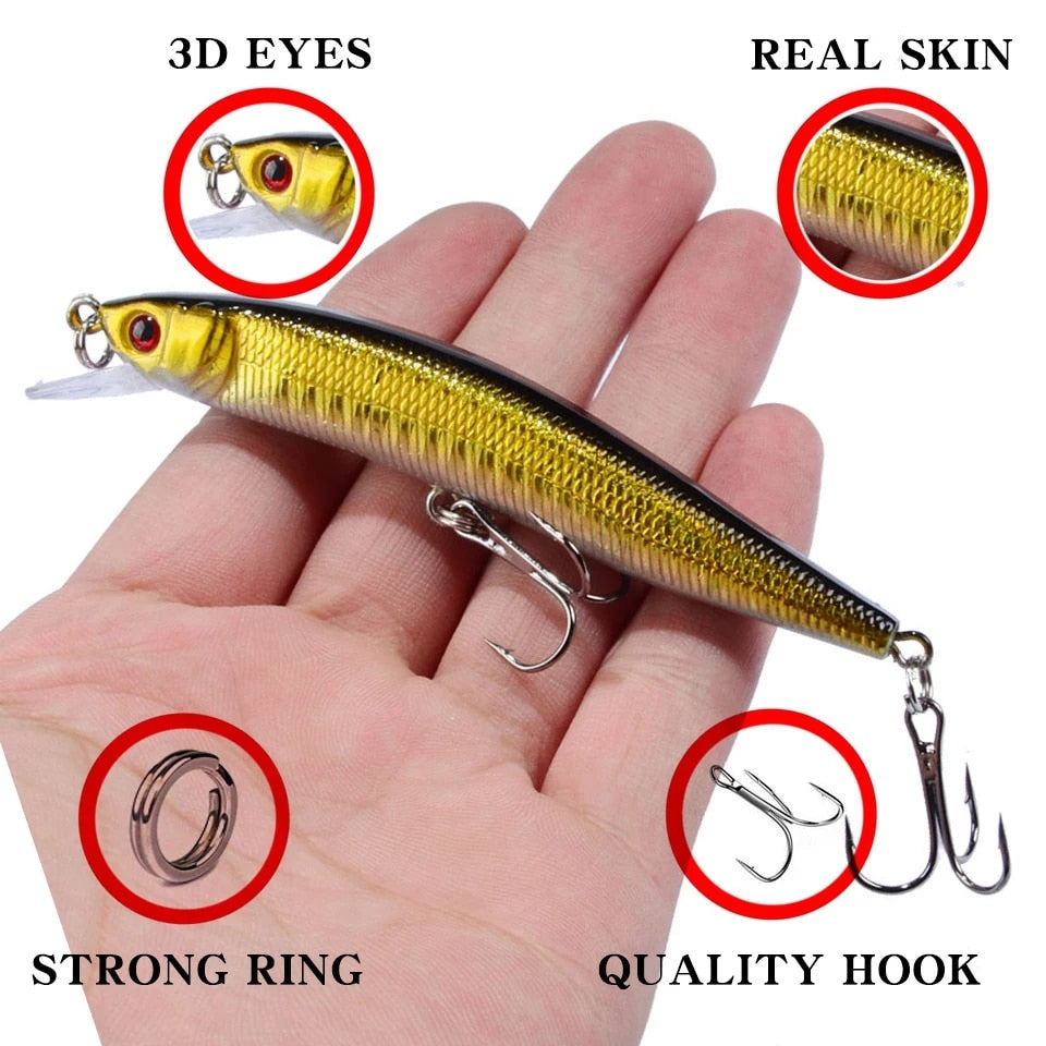 Fishing Lure Tackle Kit Set Hard Bait Artificial Rotating Floating Fishing Minnow Crankbait Wobblers Spinner Sinking Hooks Lures