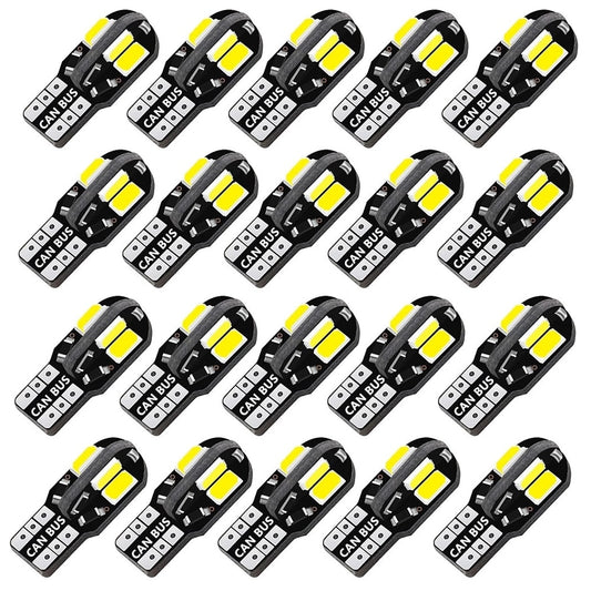 20PCS W5W T10 LED Bulbs Canbus 8SMD 12V LED Car Interior Map Dome Lights Parking Light Auto Signal Lamp