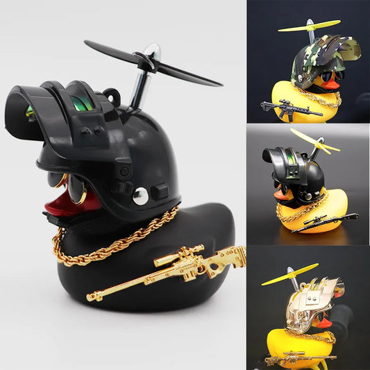 Motor Accessories Yellow Duck with Helmet for Bike Without Lights Auto Car Accessories Duck In The Car Car Interior Decoration