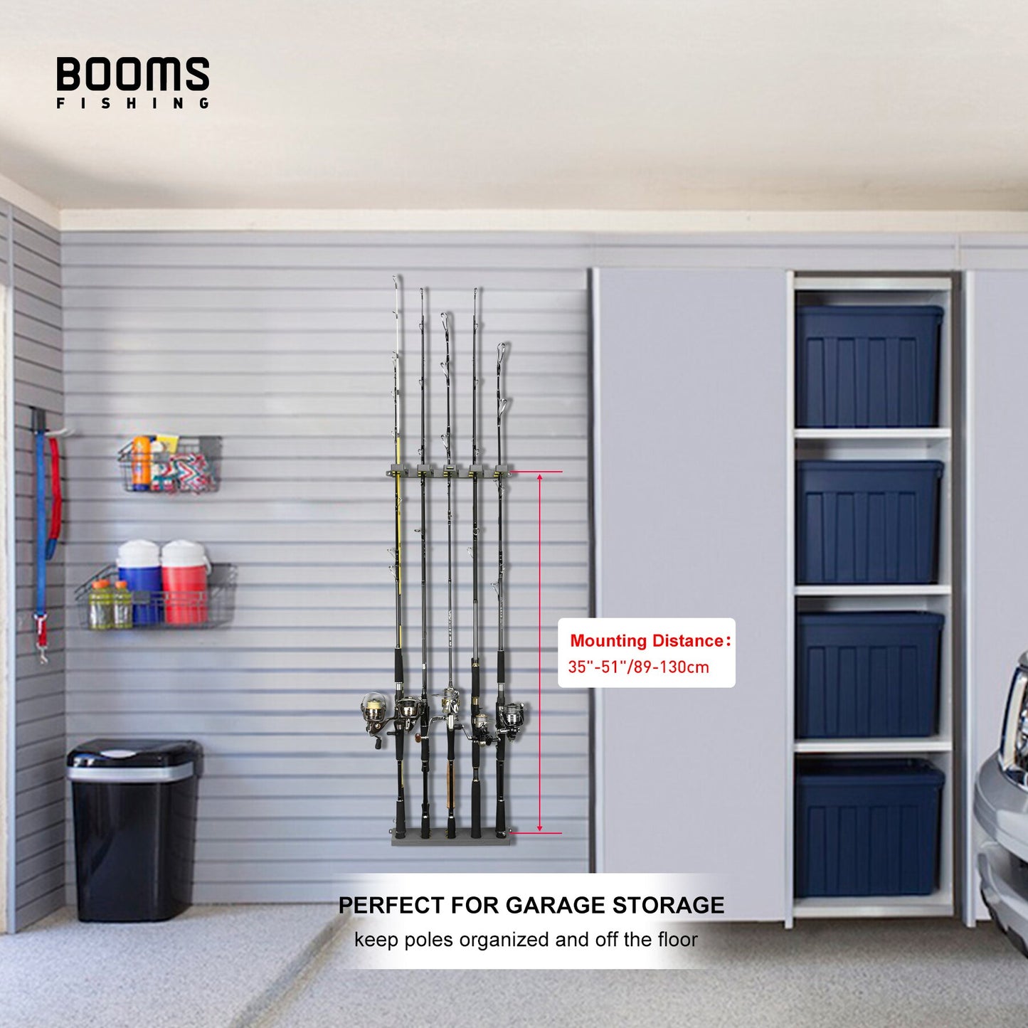 Booms Fishing WV4 Fishing Rod Holders Up to 10 Rod Vertical and Transverse for Wall Pole Rack Storage Fishing Tackle Accessories