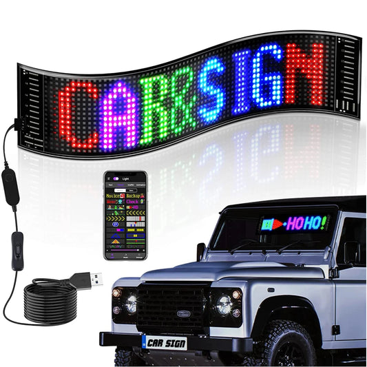 USB LED 5V Car Sign Bluetooth App Control Custom Text Pattern Animation Programmable LED Display Pixel Block Display Car Signs