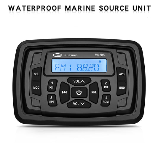 GUZARE MARINE Stereo Radio Waterproof Bluetooth FM Receiver Boat Car for Polaris Ranger UTV ATV RV Golf Cart Jet Ski