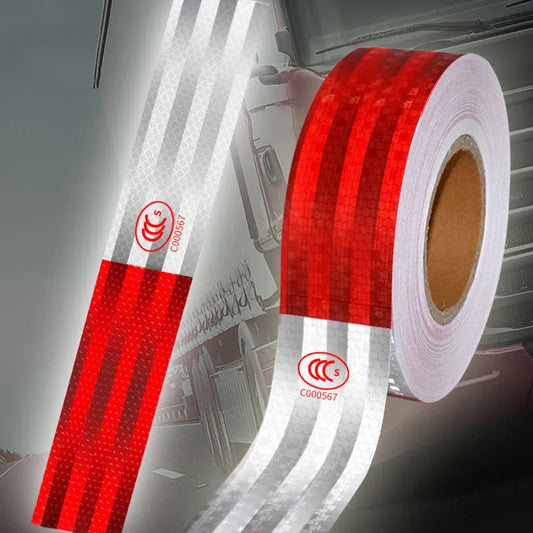 10Pcs/Set Car Truck Reflective Stickers Safety Warning Tape Waterproof Night Light Trailer Reflector Strip Red And White