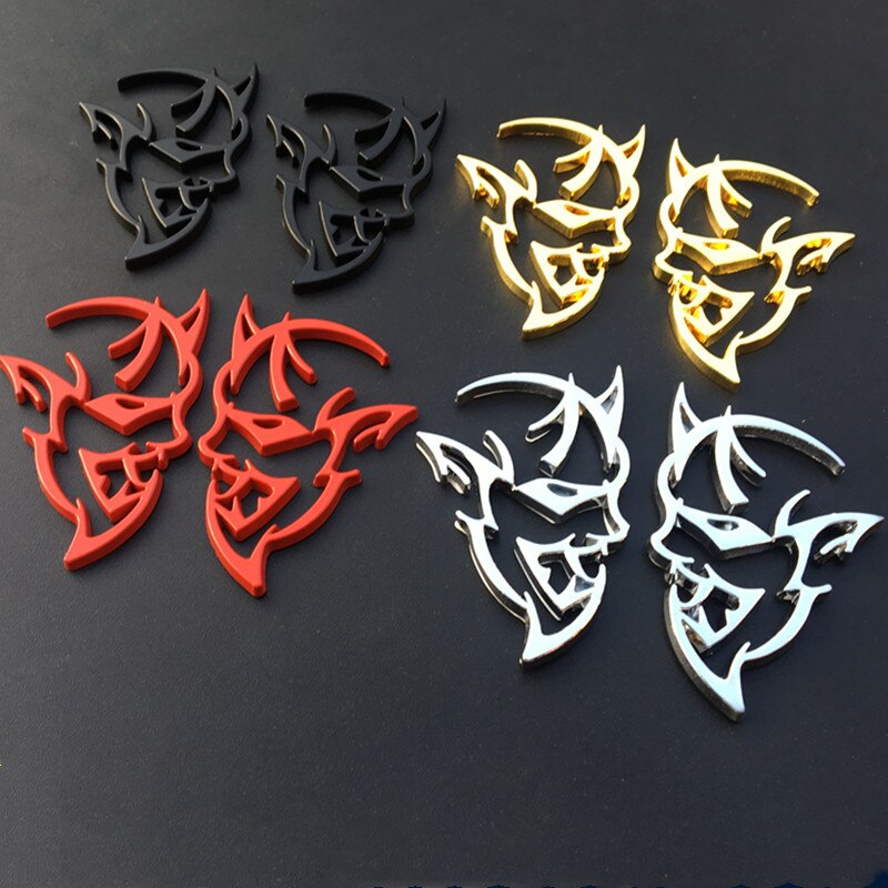 3D metal Hellcat Car Logo Door Fender Side Stickesr Badge Decoration Rear Trunk Emblem Sticker For Dodge Challenger Jeep