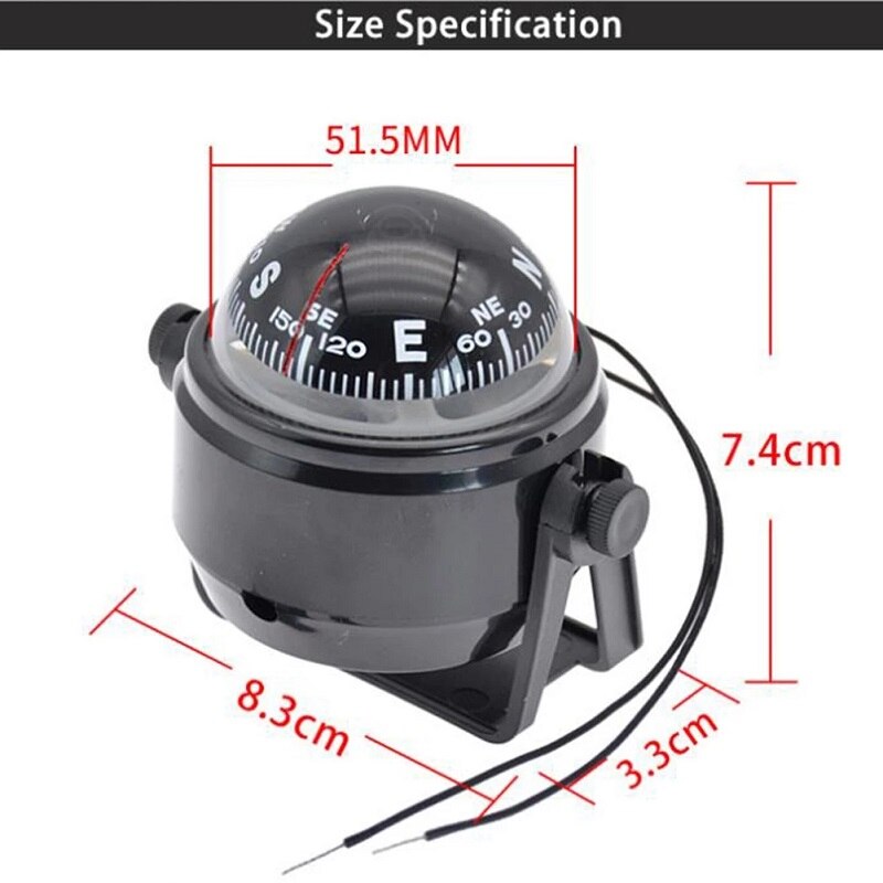 Boat Compass With Electronic LED Light Waterproof Nautical Compass Sea Pivoting Marine For Marine Navigation Positioning