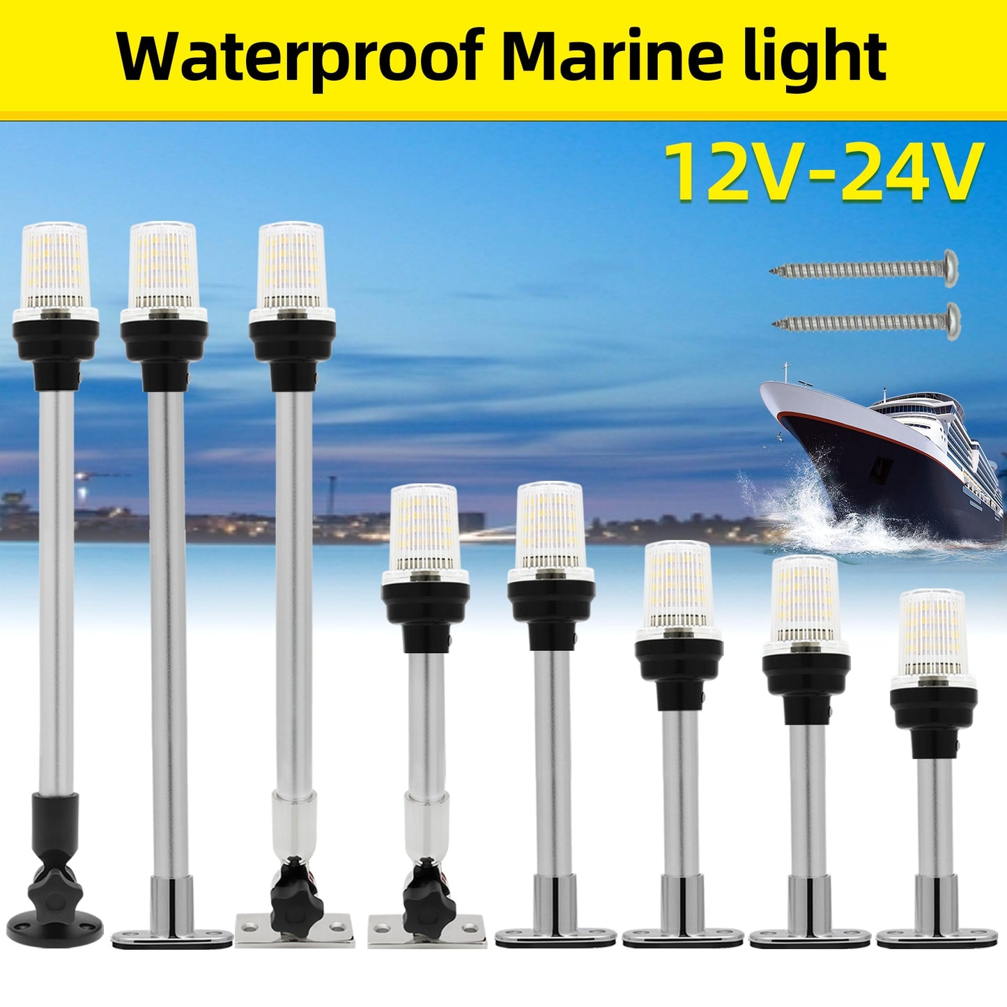 Navigation Light Waterproof Boat LED Light for Yacht Marine Fold Down Navigation Anchor Light 12V Sailing Signal Light 360 Degre