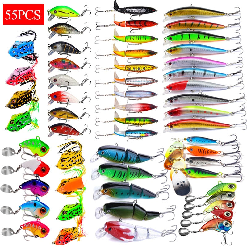 Fishing Lure Tackle Kit Set Hard Bait Artificial Rotating Floating Fishing Minnow Crankbait Wobblers Spinner Sinking Hooks Lures